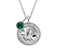Engelsrufer Collar para mujer de plata de ley y colgante del signo zodiacal Capricornio - cubierto con 4 circonitas y un colgante de piedra de malaquita verde - Longitud: 50 cm, Länge 42 + 4 + 4 cm,