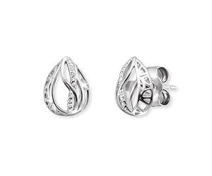 Engelsrufer ERE-TEARLIFL-ZI Pendientes de lágrima del cielo y flor de la vida de plata de ley con circonitas, diámetro: 8,8 mm, 8,8mm, Plata de ley, Circonia cúbica