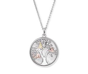 Engelsrufer ERN-FLYTREE-ZI-TR - Collar con colgante de árbol de la vida para mujer, plata de ley con circonitas en color tricolor, longitud: 42 + 4 + 4 cm, 42cm, Plata esterlina, Circonia cúbica