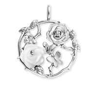 Engelsrufer Colgante para mujer Rose Garden de plata de ley - cubierto con 2 circonitas - cierre de ojal - sin níquel, 25 mm, Plata esterlina, Circonita cúbica