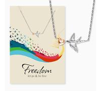 Engelsrufer Freedom - Tarjeta de felicitación con collar, acero inoxidable, bicolor, regalo simbólico con cadena y tarjeta