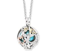 Engelsrufer Heaven - Collar con bola de sonido tricolor, rodiado, oro y oro rosa, cadena de plata de ley 925 con circonita, longitud ajustable, sin níquel, apto para alérgicos, 18 mm, Plata esterlina,