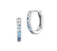 Engelsrufer Pendientes de aro para mujer de plata de ley, con 20 circonitas blancas a azules, cierre de clip, sin níquel
