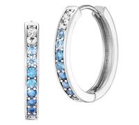 Engelsrufer Pendientes de aro para mujer de plata de ley, con 26 circonitas blancas a azules, cierre de clip, sin níquel, 1 Paar, Plata de ley, Circonia cúbica