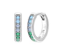 Engelsrufer Pendientes de aro para mujer de plata de ley - cubiertos con circonitas multicolores - cierre de clip - sin níquel, 13mm, Plata de ley, Circonia cúbica