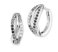 Engelsrufer Pendientes de aro para mujer Yin Yang Infinity de plata de ley - cubiertos con 44 circonitas blancas a negras - Cierre de clip - sin níquel, 1 Paar, Plata de ley, Circonia cúbica