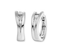 Engelsrufer Pendientes de aro Xena de filigrane Keep it tan simple para mujer, de plata de ley, con circonitas blancas, cierre de clip, sin níquel, tamaño: 16 mm, 16mm, Plata de ley, Circonia cúbica