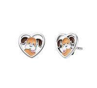 Engelsrufer Pendientes de corazón para niñas y niños, de plata de ley y esmalte, cierre de enchufe, sin níquel, 10 x 9,5 mm, Plata de ley Plata esterlina Esmalte rodio, No es una piedra preciosa