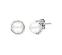 Engelsrufer Pendientes de mujer de plata de ley con una perla de concha - cierre de tuerca - sin níquel - 10 mm, Ø10 mm, Plata de ley, Perla