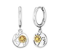 Engelsrufer Pendientes para mujer Aloha de plata de ley con mapa del mundo y rosa de los vientos, bicolor, sin níquel, 14mm, Plata de ley, No es una piedra preciosa