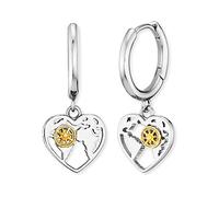 Engelsrufer Pendientes para mujer Aloha de plata de ley con mapa del mundo y rosa de los vientos, bicolor, sin níquel, 14mm, Plata de ley, No es una piedra preciosa