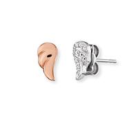 Engelsrufer Pendientes para mujer con alas de plata de ley bicolor - engastados con 10 circonitas - cierre de tuerca - sin níquel - 4,7 mm, 4,5 mm, Plata de ley, No es una piedra preciosa