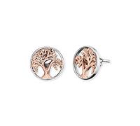 Engelsrufer Pendientes para mujer, diseño del árbol de la vida, bicolor, rodiados y oro rosa, plata de ley 925, tamaño 12 mm