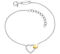 Engelsrufer Pulsera de mujer bicolor de plata de ley con colgante de corazón chapado en oro y circonita, cierre de mosquetón, sin níquel, tamaño: 17 + 3 cm, 17+3cm, Plata de ley, Circonita cúbica