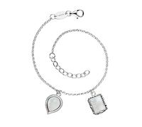 Engelsrufer Pulsera de mujer de plata de ley y dos colgantes de piedra lunar - cierre de mosquetón - longitud ajustable - sin níquel, 17 cm, Plata de ley, Moonstone