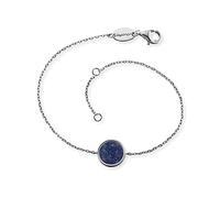 Engelsrufer Pulsera de mujer de plata de ley y piedra de estraza - cierre de mosquetón - ajustable en dos longitudes - sin níquel, 1 Stein, Plata de ley, Lapislázuli