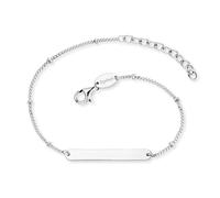 Engelsrufer Pulsera identificativa para mujer de plata de ley, espacio para grabar en plata, cierre de mosquetón, longitud ajustable, sin níquel, tamaño: 17 + 3 cm, 17+3cm, Plata de ley, No es una