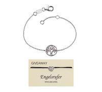 Engelsrufer Pulsera para mujer con colgante del árbol de la vida de plata de ley, cierre de mosquet, 17-19 cm, Plata de ley, No es una piedra preciosa