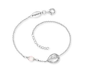 Engelsrufer Pulsera para mujer de plata 925 con flores de la vida y las lágrimas del cielo y cuarzo rosa, ERB-LILLOTUS-ZI, 19cm, Plata de ley, Cubic Zirconia