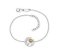 Engelsrufer Pulsera para mujer de plata de ley chapada en oro con colgante Aloah en bicolor plata y oro - cierre de mosquetón - longitud ajustable - sin níquel, 17, Plata de ley, No es una piedra