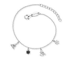 Engelsrufer Pulsera Yin Yang para mujer, de plata de ley, con colgantes y circonitas cúbicas, cierre de mosquetón, longitud ajustable, sin níquel, tamaño: 17 + 3 cm, 17+3cm, Plata de ley, Circonita