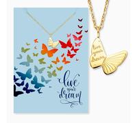 Engelsrufer Tarjeta de felicitación Dream con collar de acero inoxidable y oro - Regalo cariñoso con simbolismo - Sueño y joyas en un set