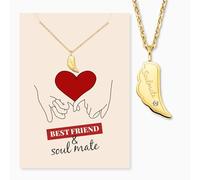 Engelsrufer Tarjeta de felicitación Soulmate con collar de acero inoxidable y oro - Regalo cariñoso para mejor amiga o pareja - Emoción y estilo