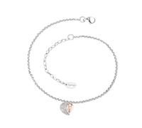 Engelsrufer Tobillera "corazón alas bicolor | acero inoxidable plata y oro rosa | corazón con alas | 22 + 5 cm ajustable | elegante joya de verano