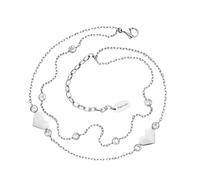 Engelsrufer Tobillera "Heart Moonlight" para mujer, plata, acero inoxidable, colgante de corazón con circonitas, 22 + 5 cm ajustable, elegante joya de verano