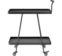ENGENDER Mesa Auxiliar Estante de Almacenamiento Minimalista Moderno nórdico, Mesa Centro pequeña, Carrito Ultra Simple Dos Niveles con asa rodante, Auxiliar móvil Esquinero para Sala