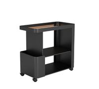 ENGENDER Mesa Auxiliar Mesa de Centro móvil, Mesa Auxiliar for sofá, Armario, Carrito Cristal metálico con Ruedas, Estante for Aperitivos Esquinero para Sala