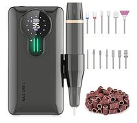 ENGERWALL Torno para Uñas Profesional, 35000RPM Portatil Recargable Inalambrico con 13 cabezales de pulido y 56 cintas abrasivas y Pantalla LCD, para Manicura y Pedicura, para Gel o Acrilicas