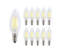 ENGEYA Bombillas Filamento LED E14, Forma de Vela, 4W Equivalente a 40w, Blanco Frío 6500K / 400 Lúmenes/AC 200-240V, No regulable, Pack de 10 Unidades