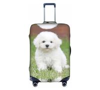ENGhjes Bichon Frise - Funda de equipaje grande con estampado de perro, funda protectora lavable con cremallera oculta, se adapta de 18 a 32 pulgadas, White, XL