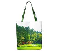 ENGhjes Bolsa de lona de poliéster reutilizable para campo de golf, bolsa de tela suave para comestibles, bolsa de hombro para playa, viajes, compras