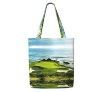 ENGhjes Bolsa de lona de poliéster reutilizable para campo de golf de playa, bolsa de hombro para playa, viajes, compras
