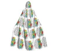 ENGhjes Capa con capucha con diseño de cerebro de geometría con impresión científica, para Halloween, Halloween, fiestas temáticas de 57.8 pulgadas de largo