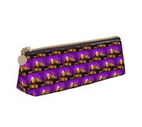 ENGhjes Estuche de cuero con estampado de calabaza y búho de Halloween, bonito estuche con cremallera, bolsa de papelería para niños y niñas, regalos de vuelta a la escuela, White, Talla única