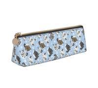 ENGhjes Estuche de cuero con estampado de chinchillas y lunas azules con cremallera para lápices, bolsa de papelería para niños y niñas, regalos de vuelta a la escuela, White, Talla única, Neceser de