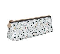 ENGhjes Estuche de cuero con estampado de mármol de terrazo en colores pastel, bonito estuche con cremallera, bolsa de papelería para niños y niñas, regalos de vuelta a la escuela, White, Talla única