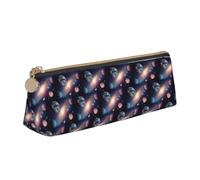 ENGhjes Estuche de cuero con estampado de planeta de universo para lápices, bonito estuche con cremallera, bolsa de papelería para niños y niñas, regalos de vuelta a la escuela, White, Talla única
