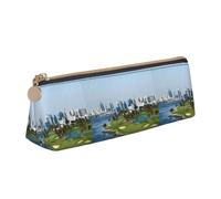 ENGhjes Estuche de piel con estampado de club de yate de golf, bonito estuche con cremallera, bolsa de papelería para niños y niñas, regalos de vuelta a la escuela, White, Talla única, Neceser de