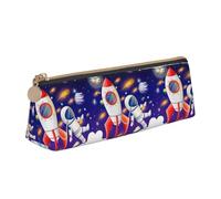 ENGhjes Estuche de piel con estampado de galaxia astronauta del universo, bonito estuche con cremallera, bolsa de papelería para niños y niñas, regalos de vuelta a la escuela, White, Talla única
