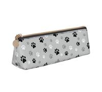 ENGhjes Estuche de piel con estampado de huellas de animales, bonito estuche con cremallera, bolsa de papelería para niños y niñas, regalos de vuelta a la escuela, White, Talla única, Neceser de