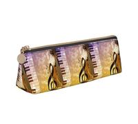 ENGhjes Estuche de piel con estampado de notas musicales de violín y piano, bonito estuche con cremallera, bolsa de papelería para niños y niñas, regalos de vuelta a la escuela, White, Talla única