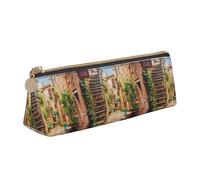 ENGhjes Estuche de piel con estampado toscano de Italia, bonito estuche con cremallera, bolsa de papelería para niños y niñas, regalos de vuelta a la escuela, White, Talla única, Neceser de maquillaje