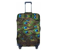 ENGhjes Funda de equipaje grande con estampado de plumas de pavo real, funda protectora lavable para maleta con cremallera oculta, se adapta de 18 a 32 pulgadas, White, M