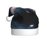 ENGhjes Galaxy Universe Stars Outer Space Printing Holiday Plush Unique Stylish Adult Women Men Santa Hat Winter Christmas Party Caps