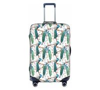 ENGhjes Hermosa funda de equipaje grande con estampado de flores de pavo real, funda protectora lavable con cremallera oculta, se adapta de 18 a 32 pulgadas, White, M