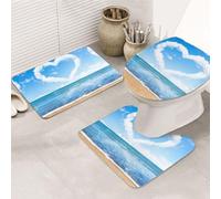 ENGhjes Juego de alfombras de baño antideslizantes con estampado romántico en forma de corazón, para baño principal, tapetes suaves absorbentes de agua, tapetes de tres formas